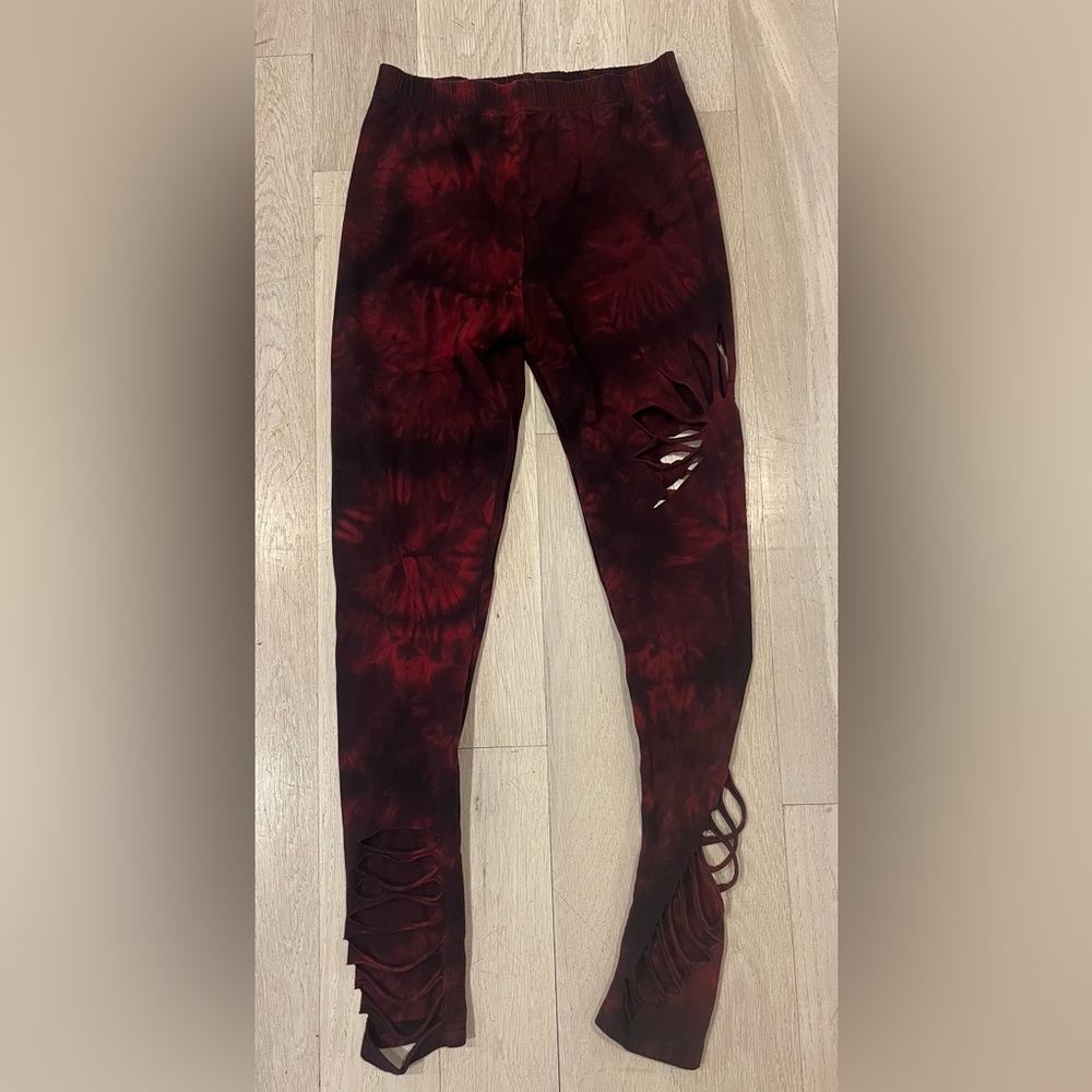 Burgundy and black, tie dye, yoga, workout, pants